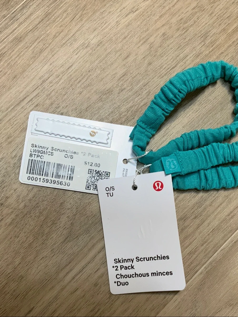 lululemon athletica Teal Skinny Scrunchie Duo